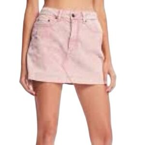 Retrofête Pink Acid Wash Distressed Denim Mini Skirt MOD.PF21-4042 Size L